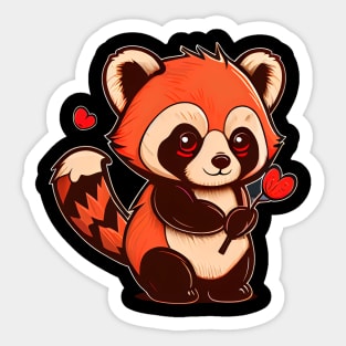 Valentine Red Panda Sticker